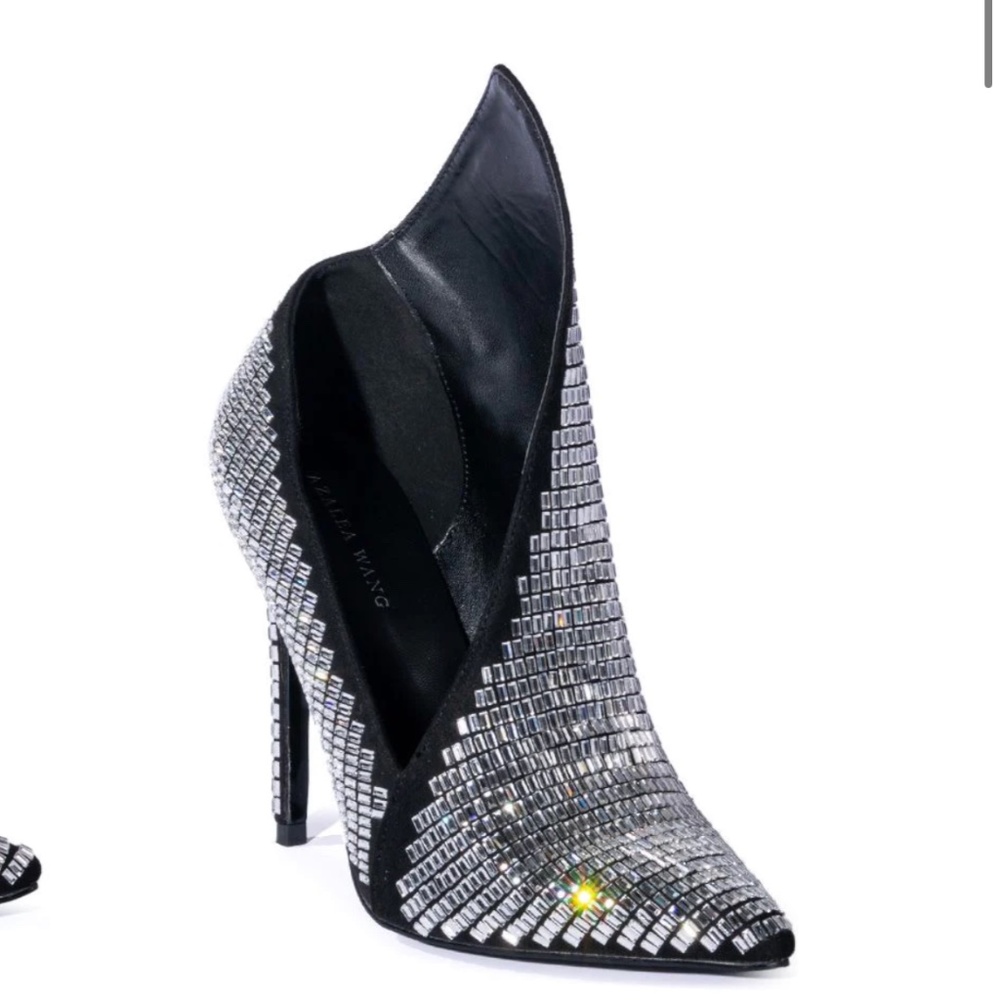 Silver and black Asymmetric heeled Boot  Size 8.5
